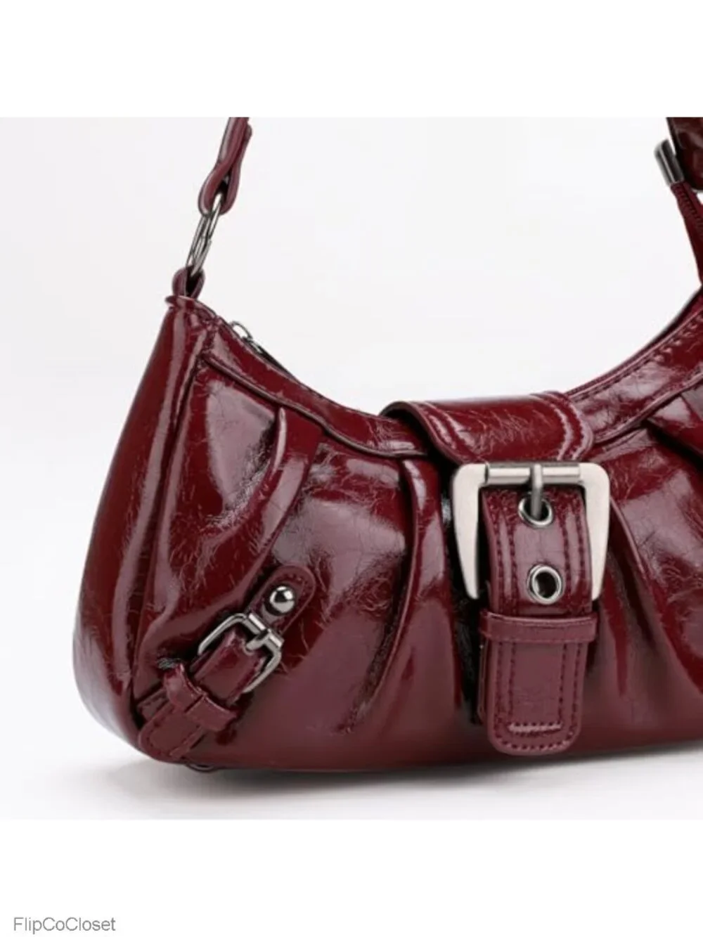Women's Faux Leather Hobo Shoulder Bag with Top Handle
